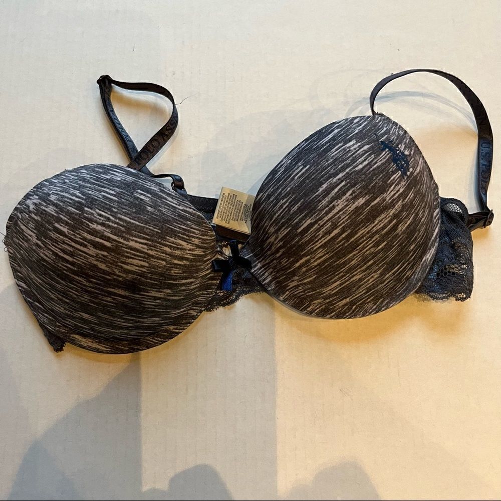 U.S. Polo Assn. Bra 34C blue and gray push up and underwire padded, lace